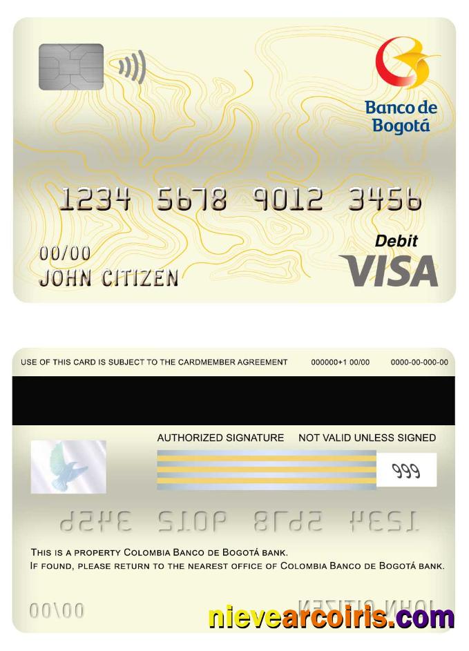 Colombia Banco de Bogotá bank visa debit card